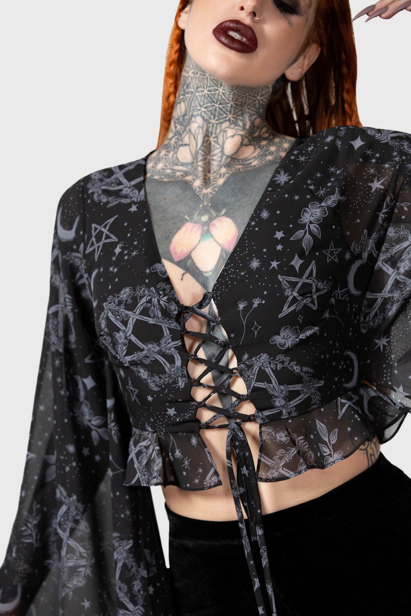 Killstar Starwitch Blouse Negros | 79013-UZPQ