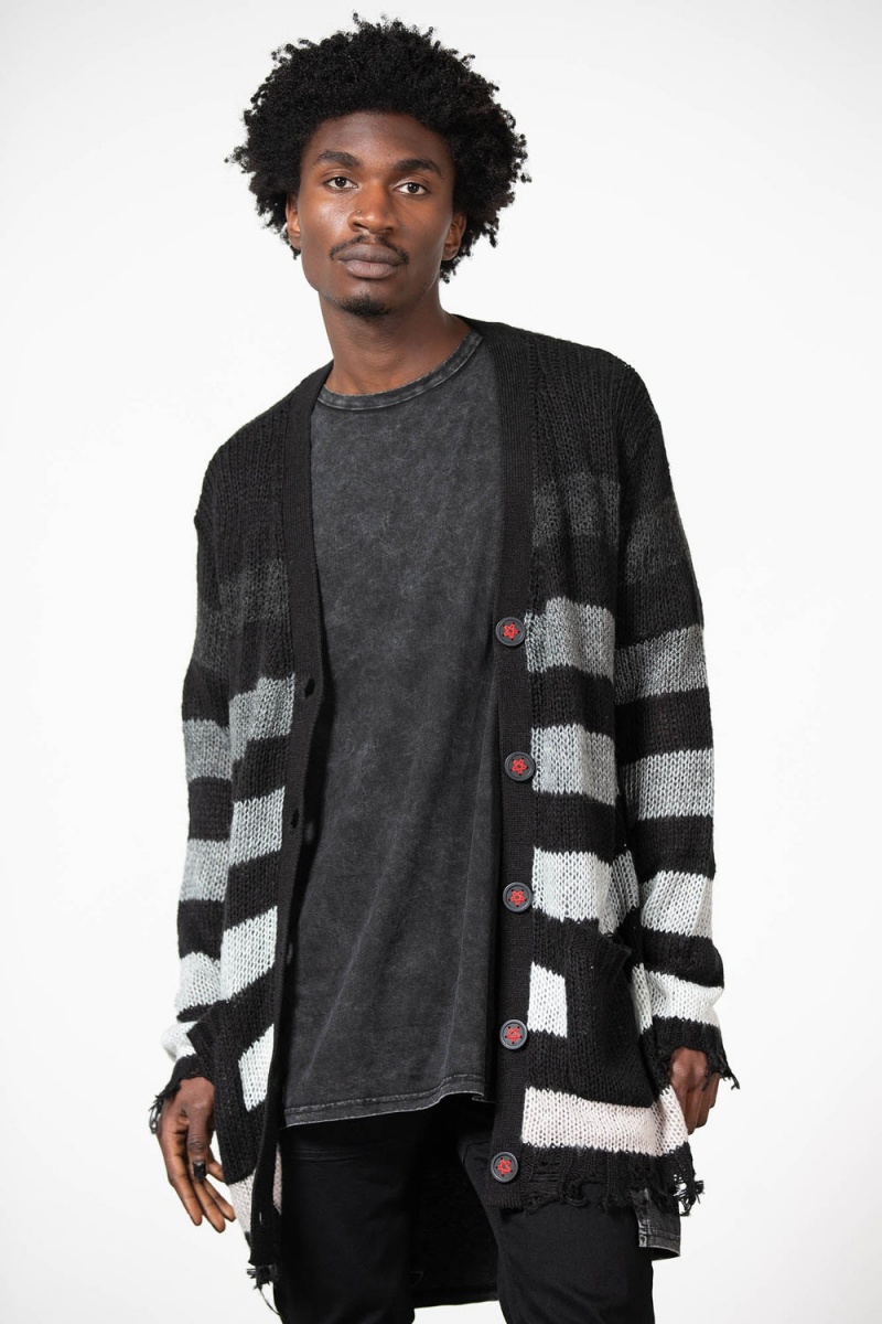Killstar Stripe Of Evil Cardigan Grises | 92548-PVWH