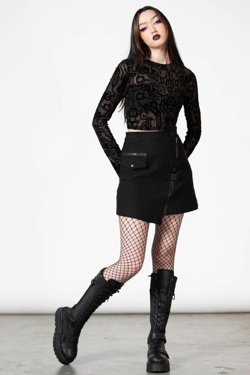 Killstar Strobe Mesh Crop Top Negros | 30527-ESRL