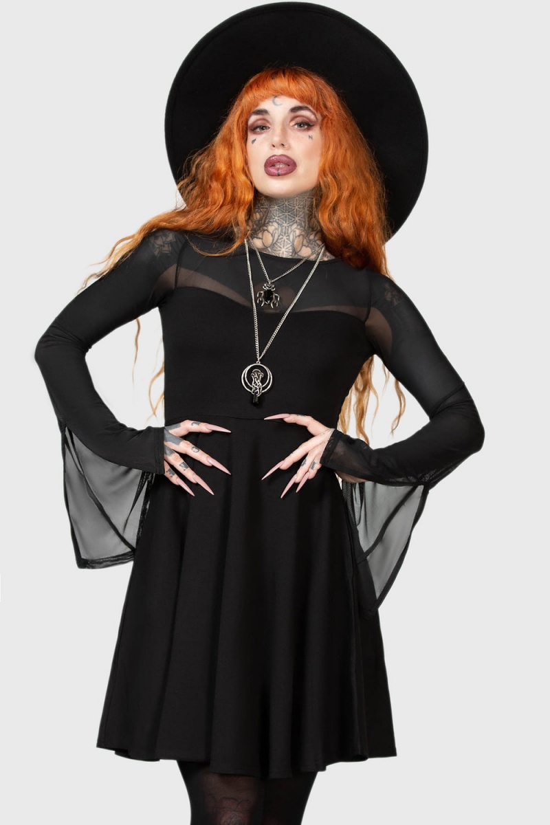 Killstar Struck By Night Vestido Negros | 82437-NADC