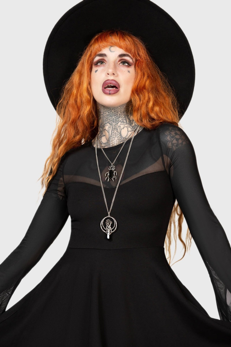 Killstar Struck By Night Vestido Negros | 82437-NADC