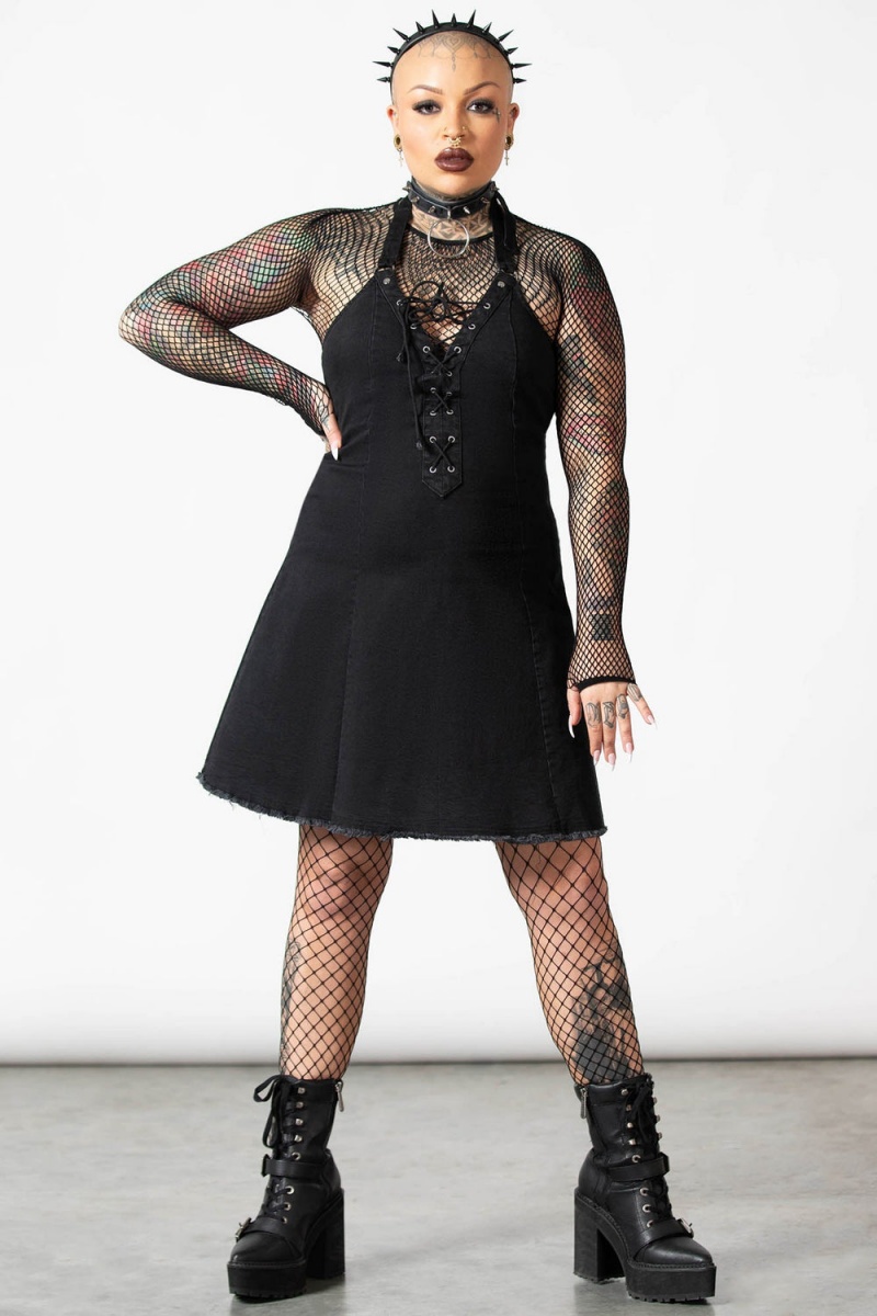 Killstar Subzero Halter Vestido Negros | 41957-OZWV