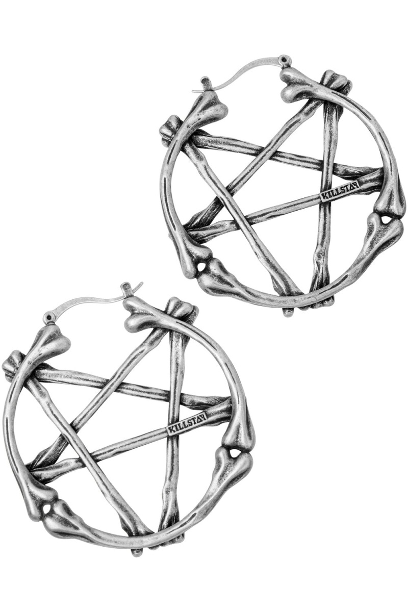 Killstar Summon Spirits Hoop Earrings Plateados | 92430-CBLS