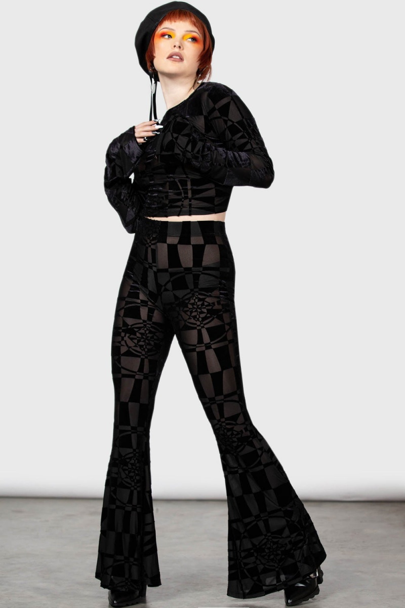 Killstar Suspiria Mood Crop Top [BLACK/GREY] Grises | 43026-HYWZ