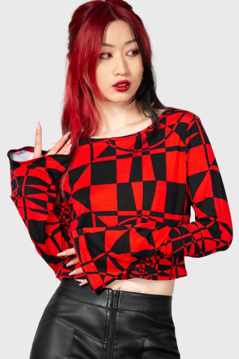 Killstar Suspiria Mood Crop Top [BLACK/RED] Rojos | 76953-HZBQ