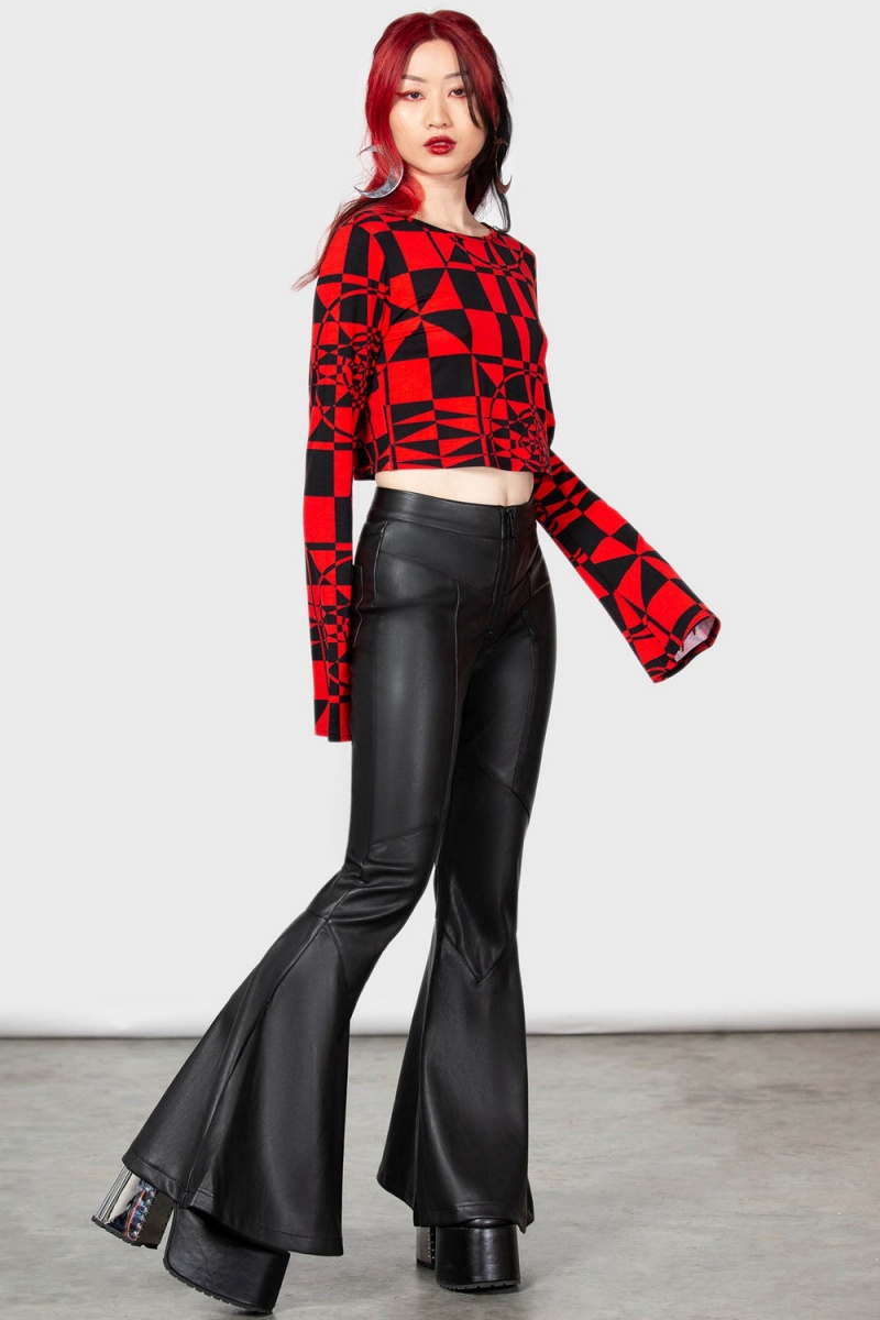Killstar Suspiria Mood Crop Top [BLACK/RED] Rojos | 76953-HZBQ