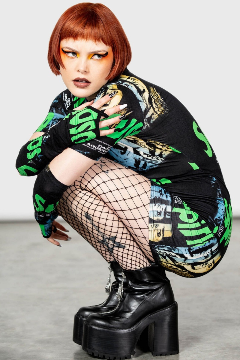 Killstar Suspiria Poster Vestido Negros | 12643-ZKDU