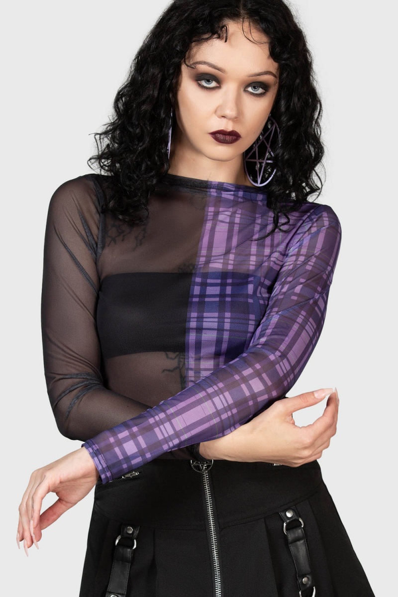 Killstar Sweet Nightmare Long Sleeve Top Morados | 70153-OBEH