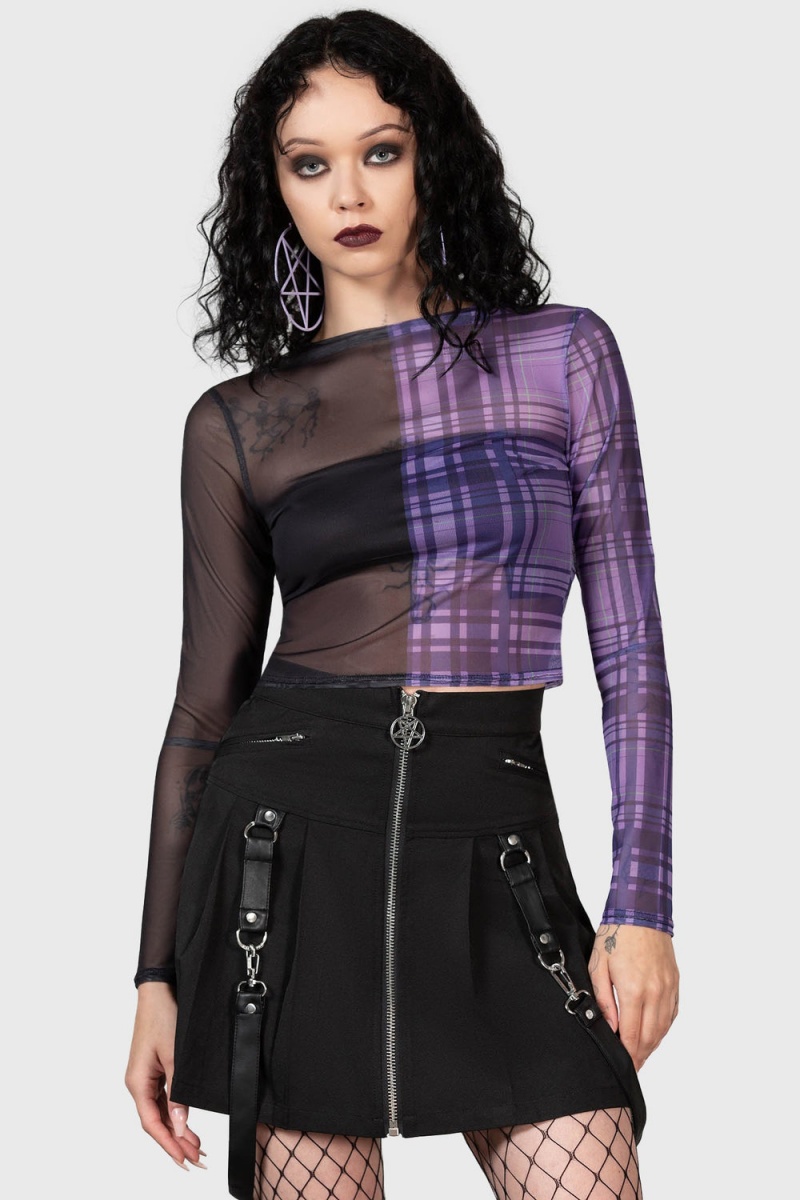Killstar Sweet Nightmare Long Sleeve Top Morados | 70153-OBEH