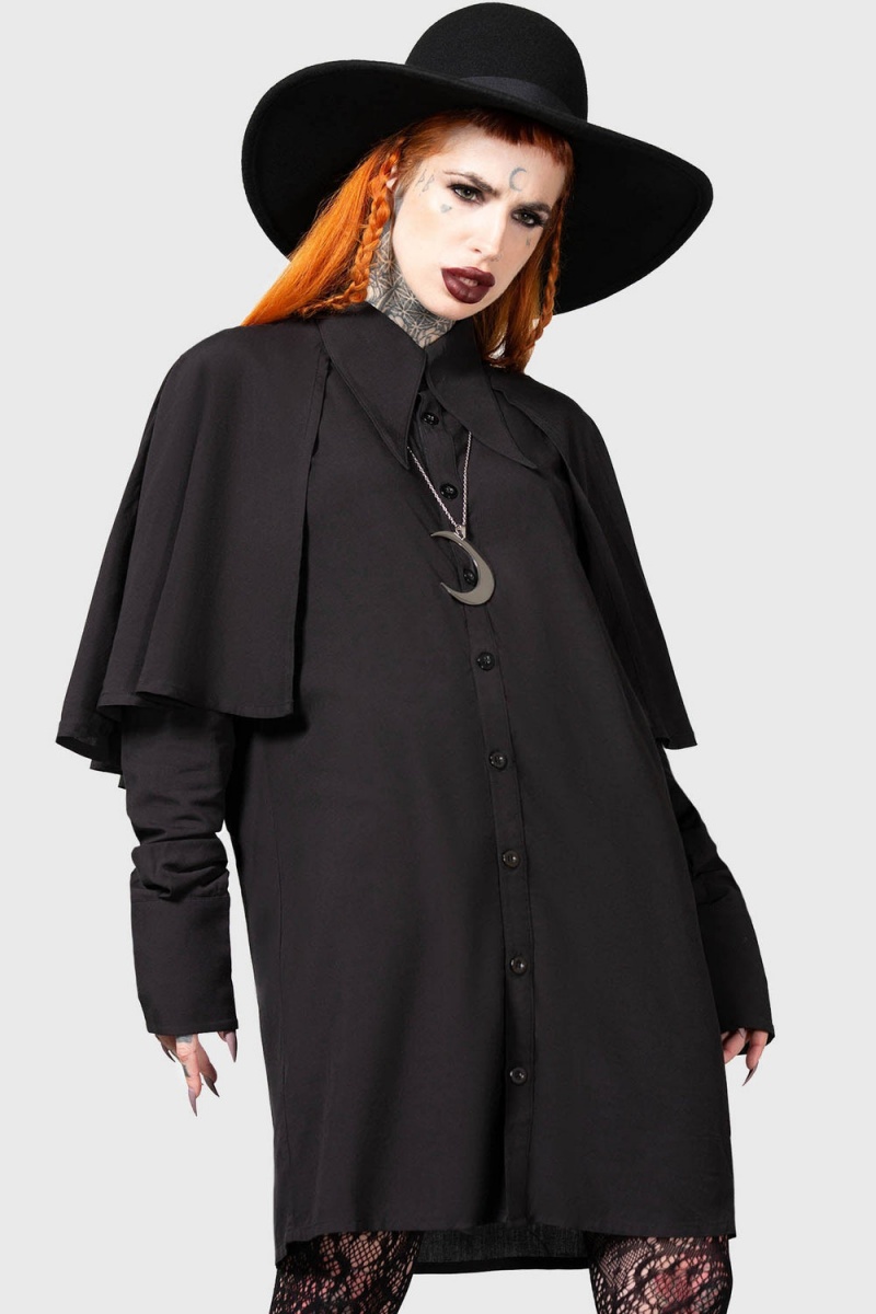 Killstar Tenebrus Shirt Negros | 78609-BKUR
