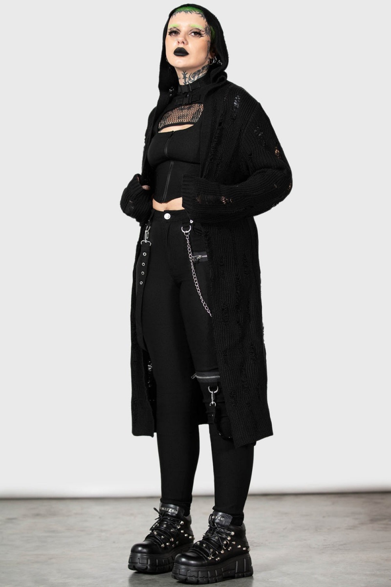 Killstar The Rave Flaco Trousers Negros | 48129-ZNJQ