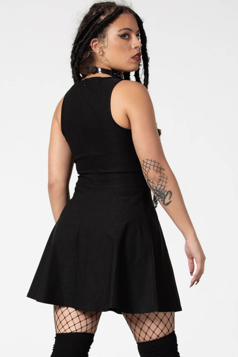 Killstar Thunderstruck O-Ring Vestido Negros | 58091-NZGC