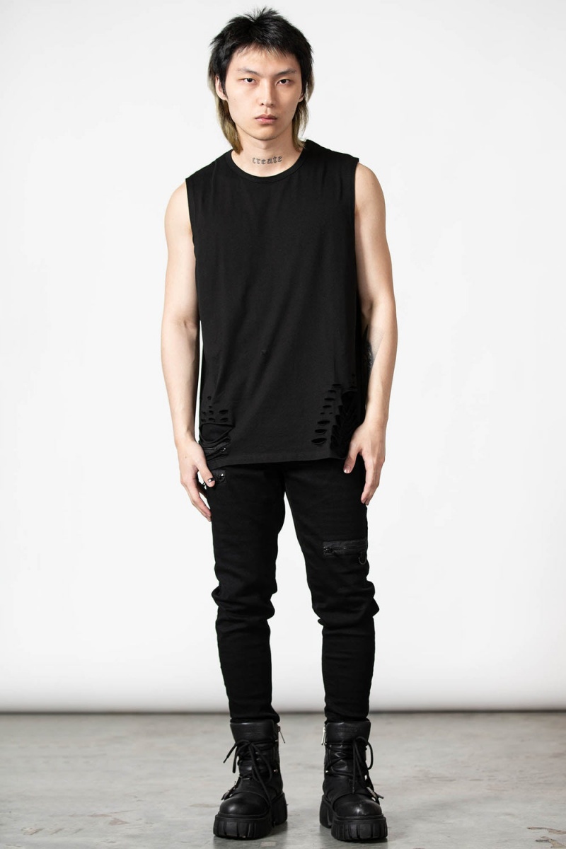 Killstar Total Trance Distressed Vest Negros | 20186-LPNY