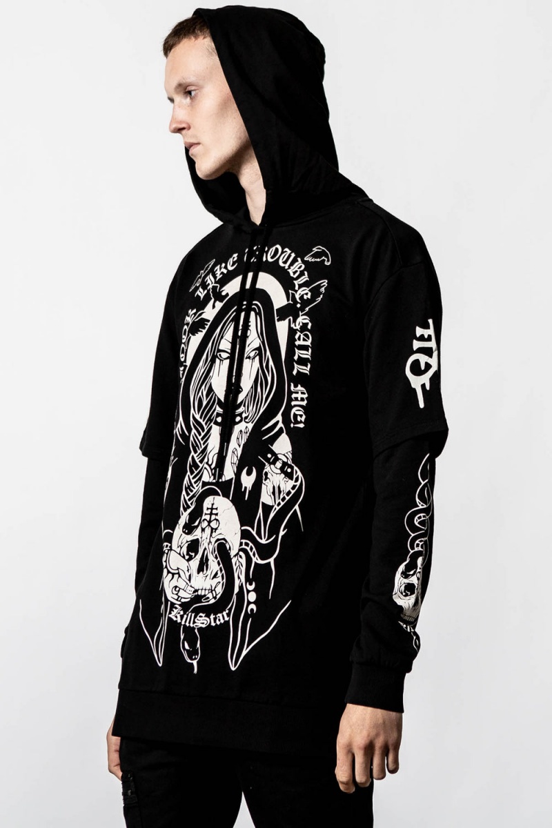 Killstar Trouble Encapuchado Layer Top Negros | 14735-SDOY