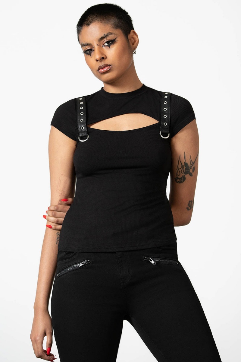 Killstar Trudy Keyhole Top Negros | 13850-ZRIA