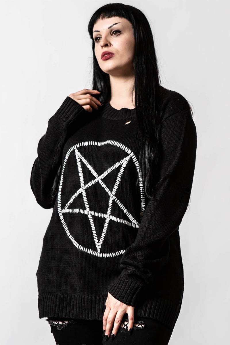 Killstar Unholy Knit Sueter Negros | 04139-BDUJ