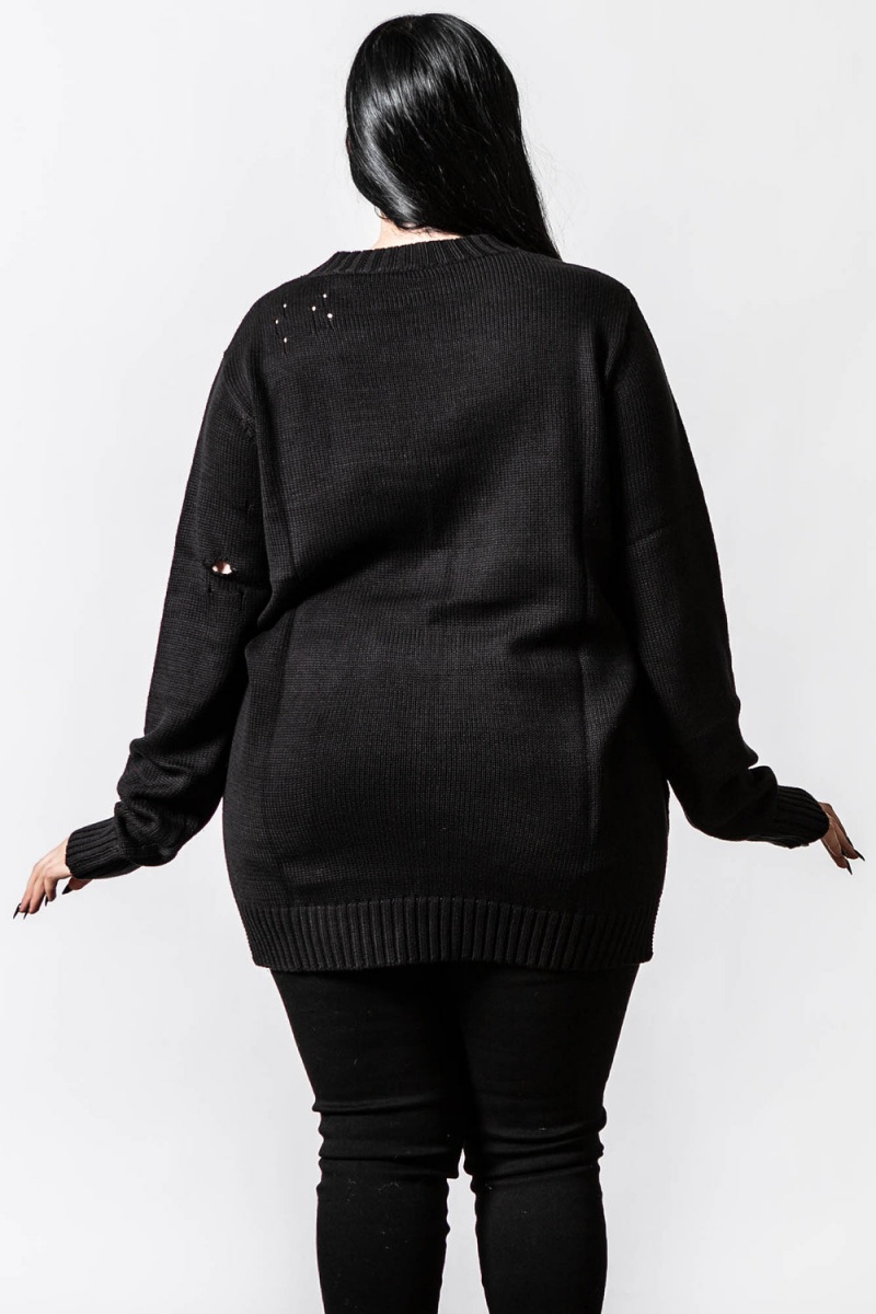 Killstar Unholy Knit Sueter Negros | 04139-BDUJ