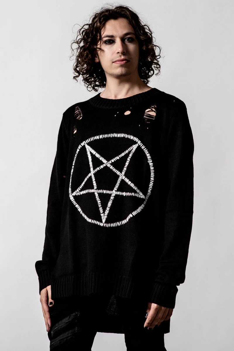 Killstar Unholy Knit Sueter Negros | 04139-BDUJ