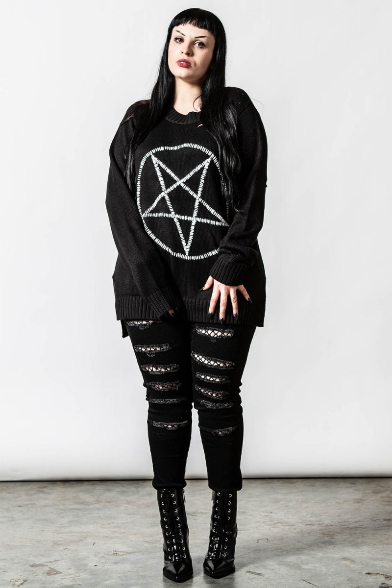Killstar Unholy Knit Sueter Negros | 57689-MSIU