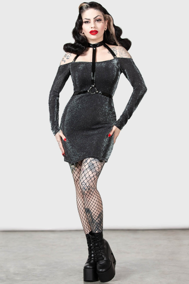 Killstar Valak Bodycon Vestido Negros | 13865-IJUB