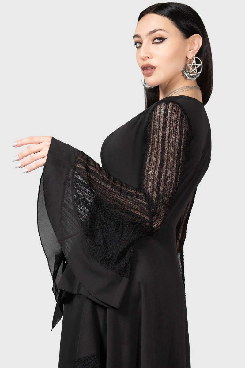 Killstar Valdermerca Maxi Vestido Negros | 36072-IZDH
