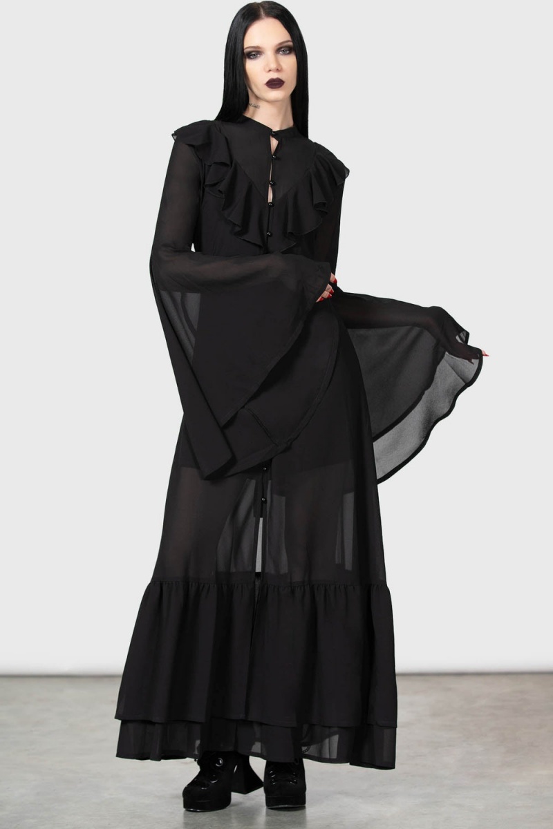 Killstar Valentine Maxi Vestido Negros | 42871-HKTM