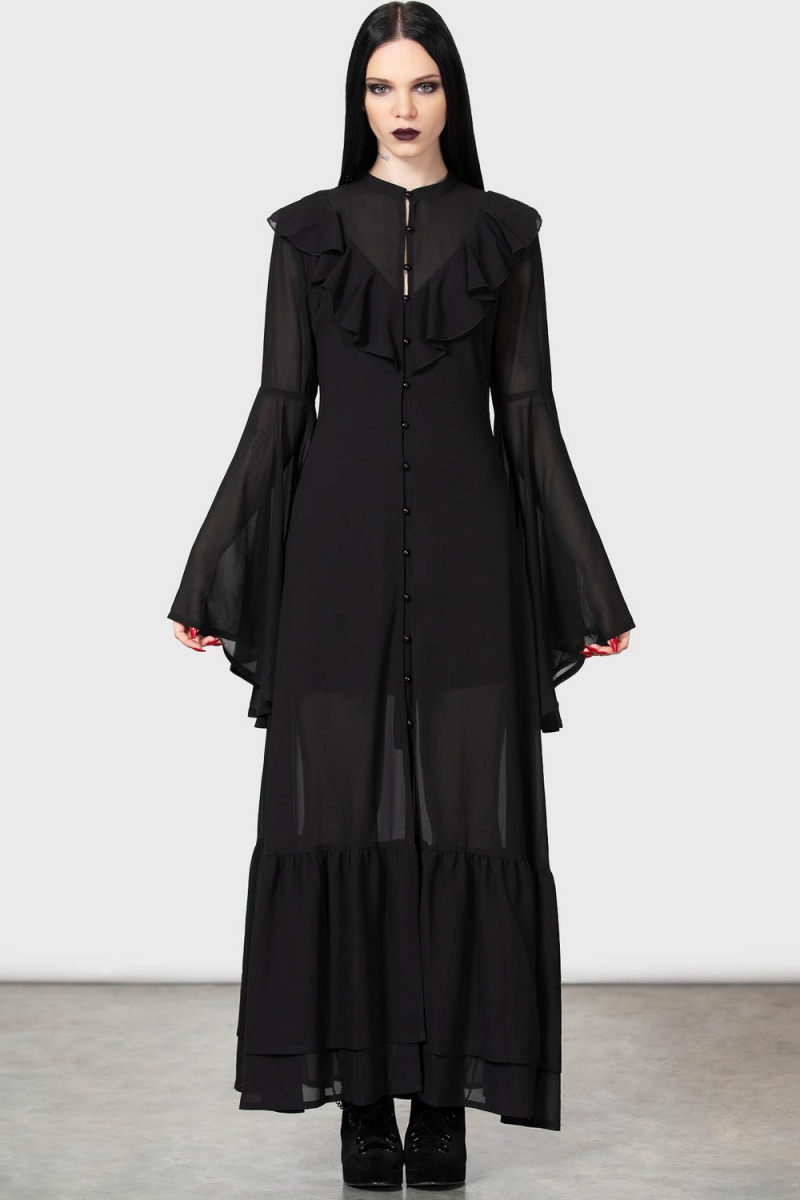 Killstar Valentine Maxi Vestido Negros | 42871-HKTM