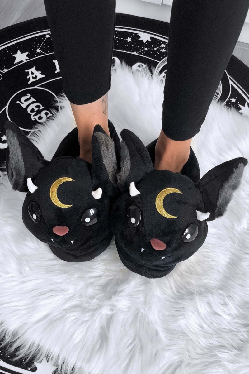 Killstar Vampir Slippers Negros | 76345-PAGH