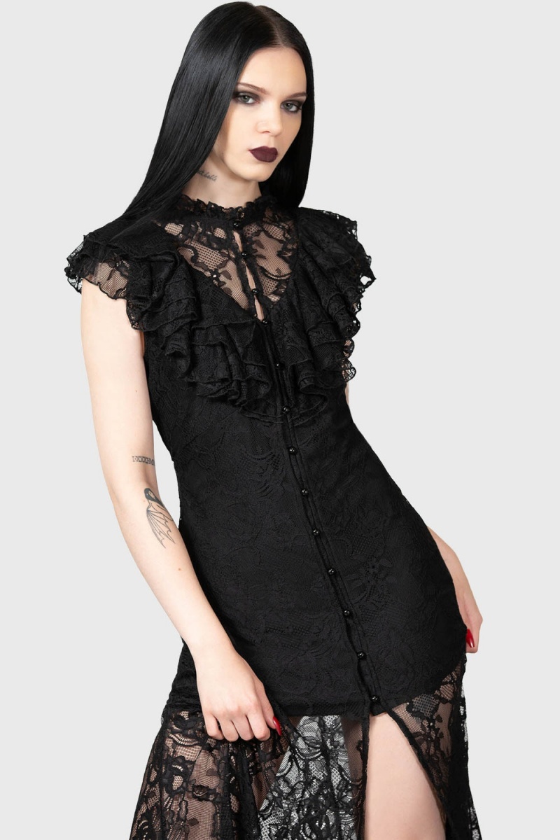 Killstar Vampire\'s Ball Maxi Vestido Negros | 87541-JKWO