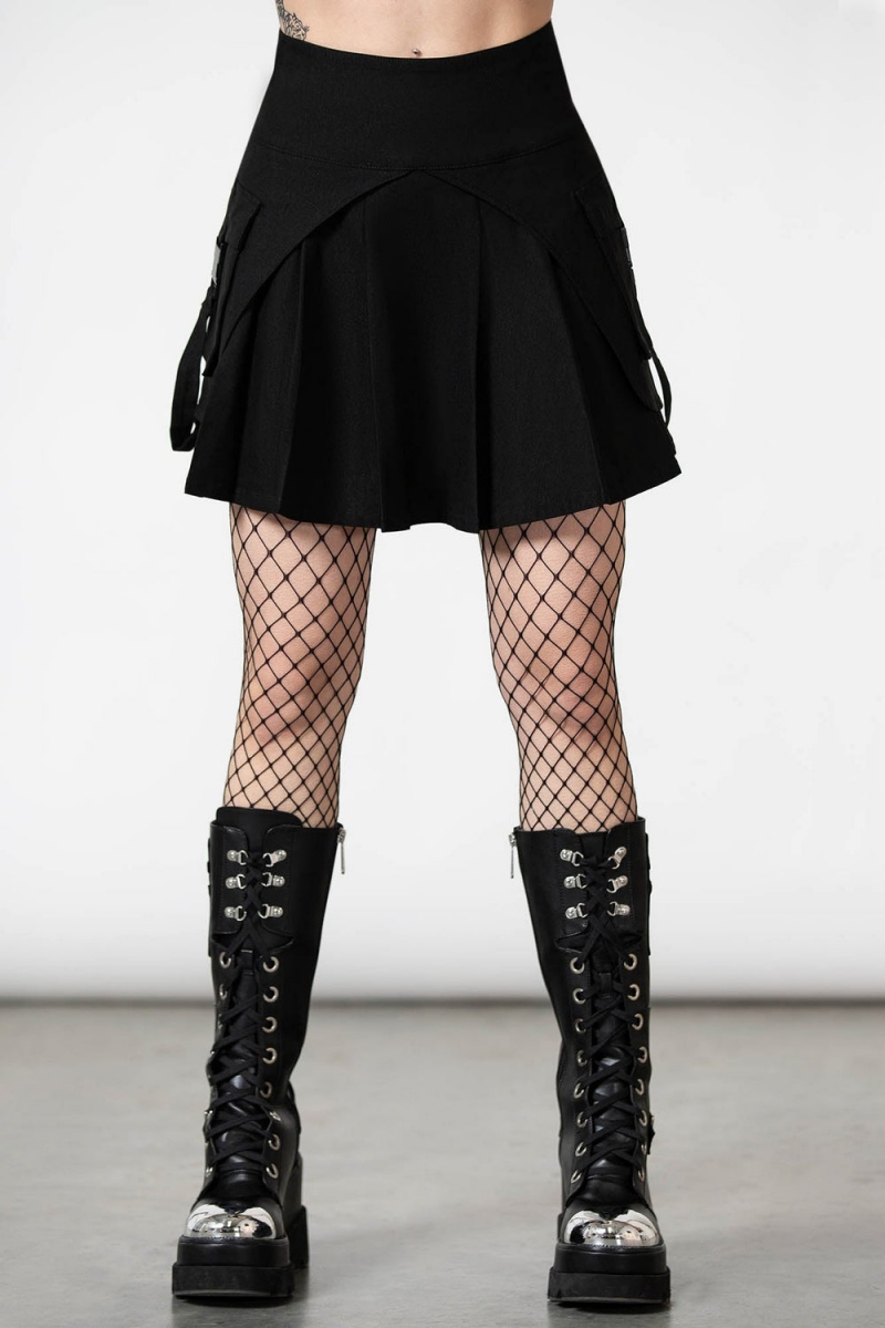 Killstar Vanya Plisado Mini Skirt Negros | 86407-OSGM