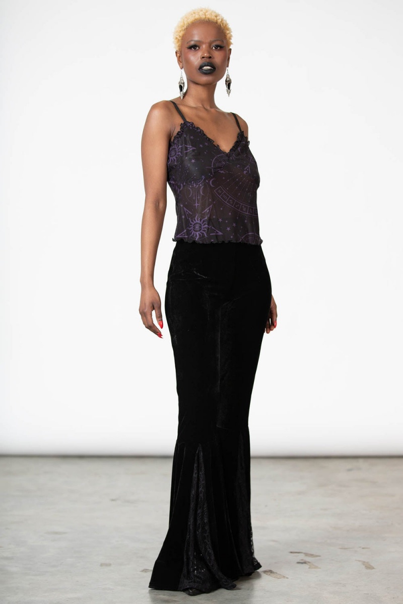 Killstar Verve Mesh Cami Top Negros | 39805-RGJB