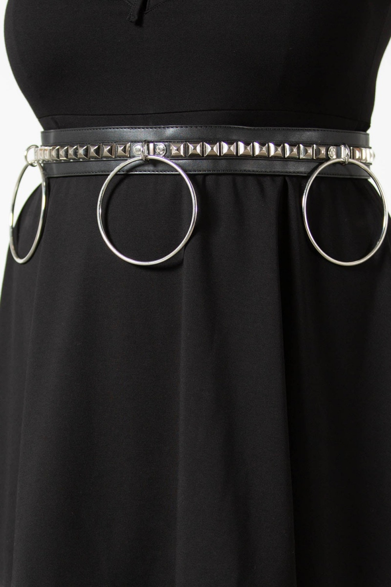 Killstar Vicious Studded Belt [S] [PLUS] Plateados | 63279-RZTD