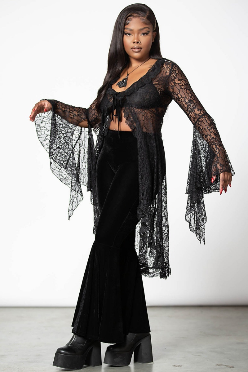 Killstar Vilania Encaje Duster Negros | 26389-BRJW