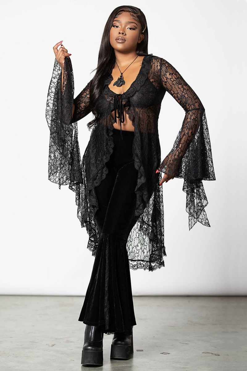 Killstar Vilania Encaje Duster Negros | 26389-BRJW
