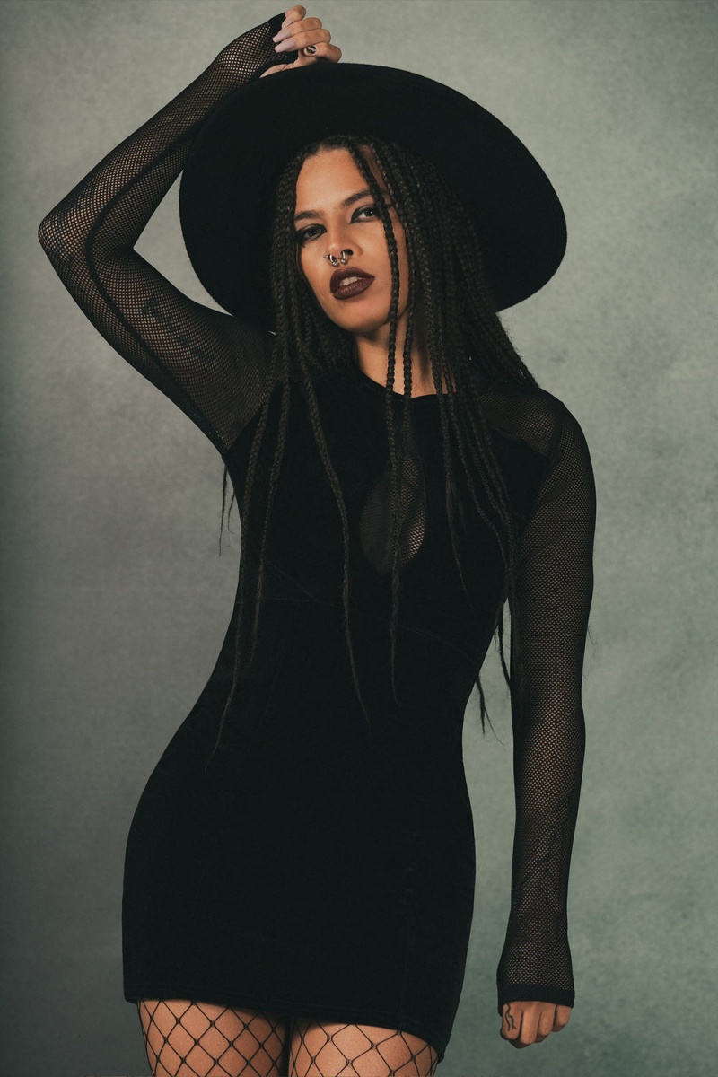 Killstar Viperdae Mini Vestido Negros | 49107-LBHR