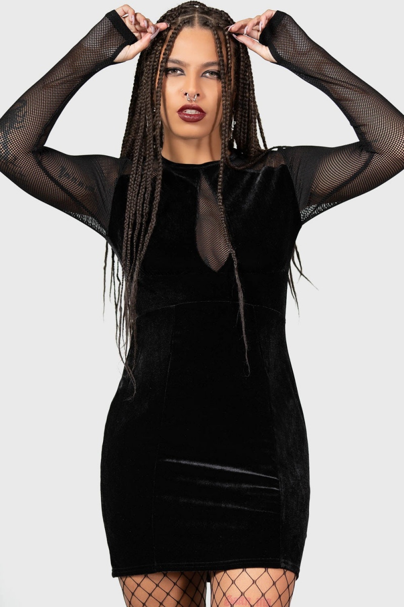 Killstar Viperdae Mini Vestido Negros | 49107-LBHR