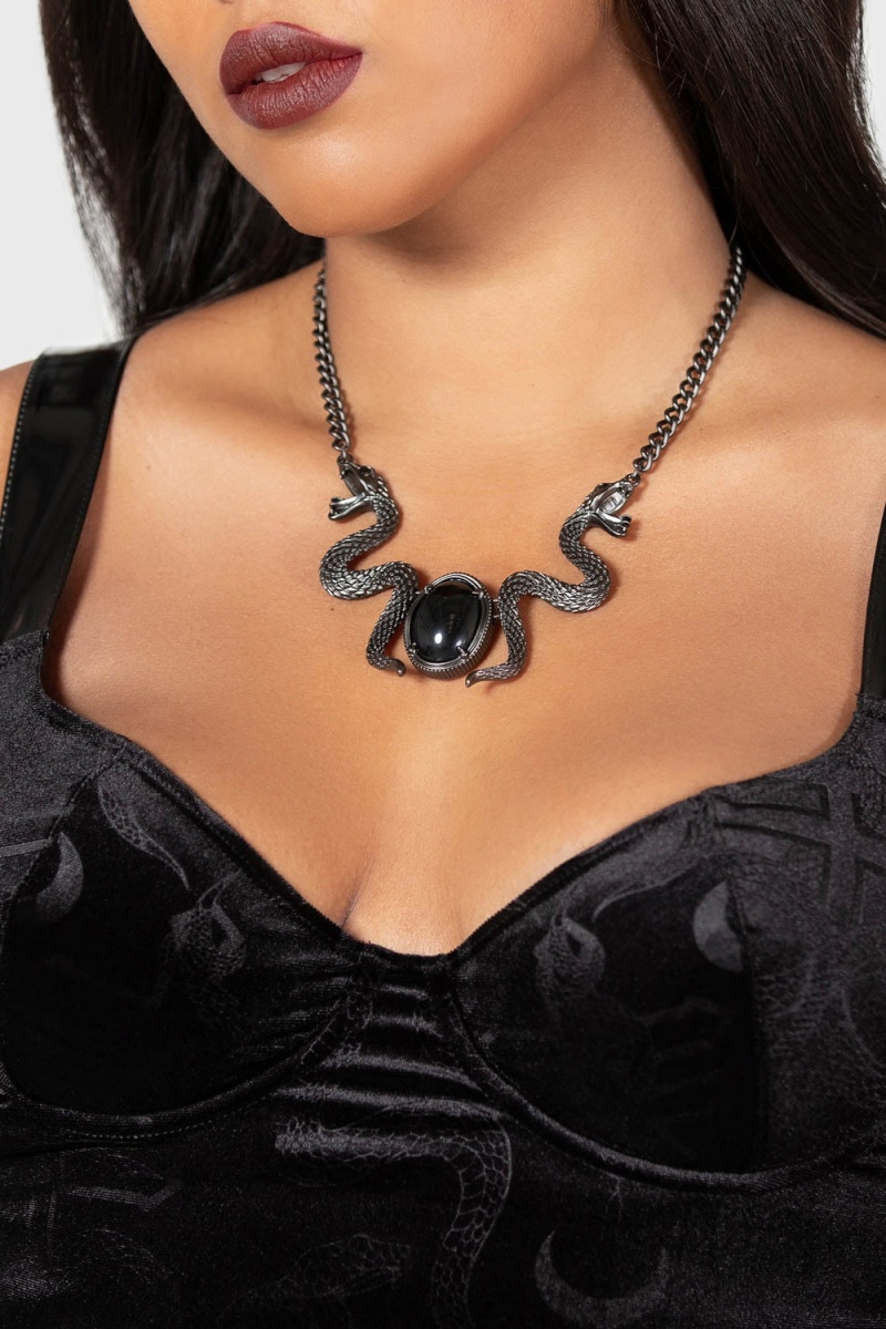 Killstar Viperine Necklace Negros | 29681-TABO