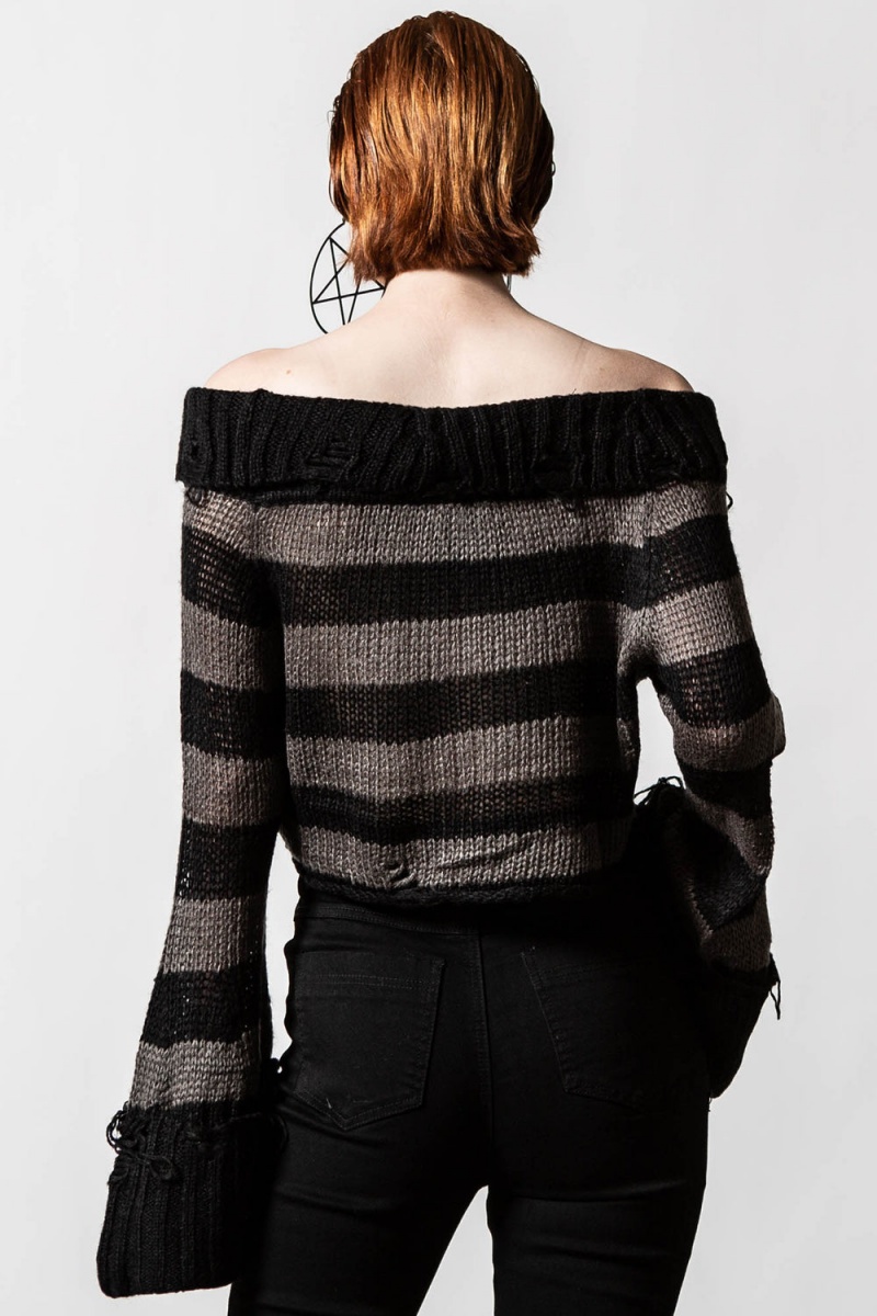 Killstar Visage Knit Sueter Grises | 30267-ZBUY