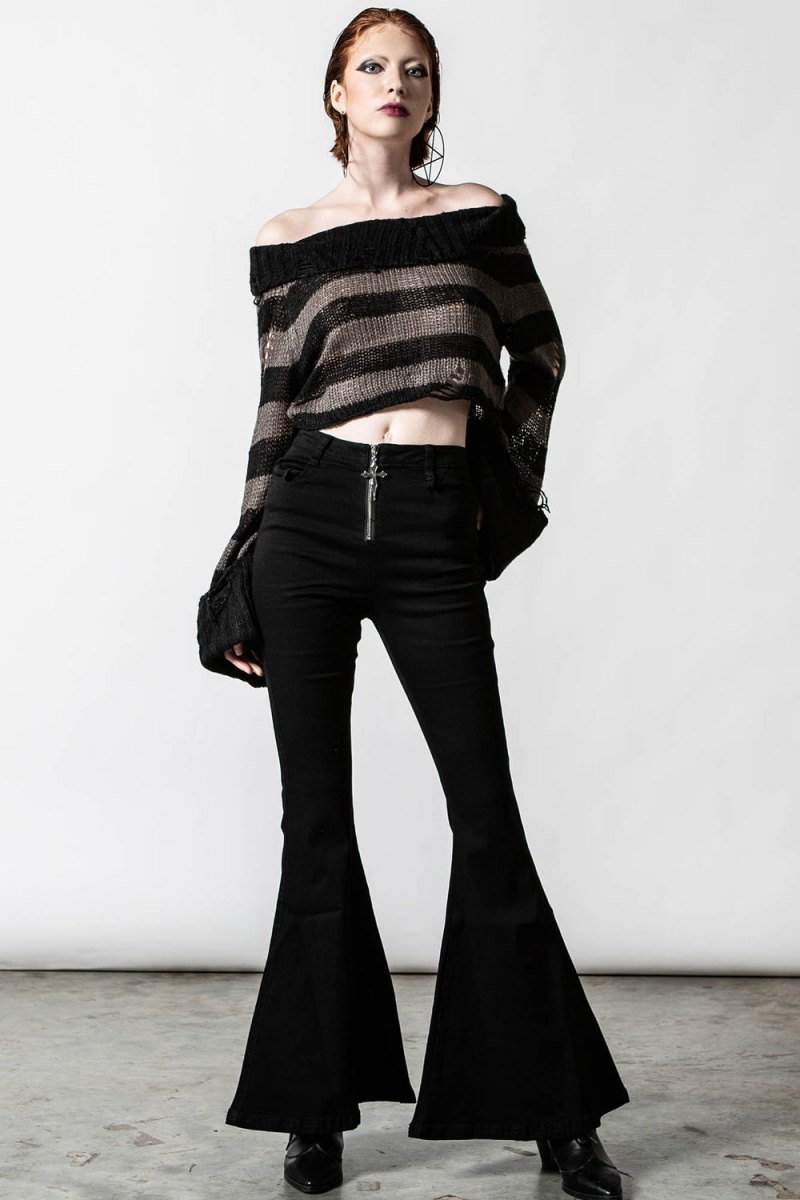 Killstar Visage Knit Sueter Grises | 30267-ZBUY