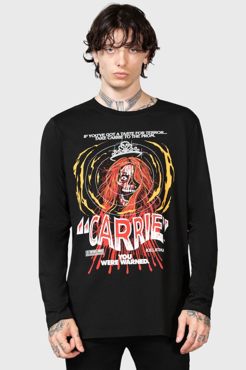 Killstar Warned Long Sleeve Top Negros Rojos | 56083-AJPF