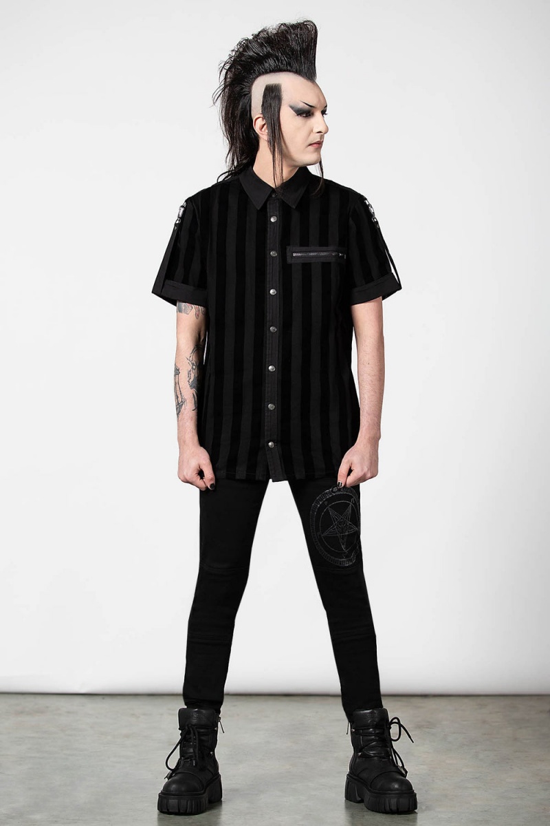 Killstar Wastelands Button-Up Shirt Negros | 94825-SAPH