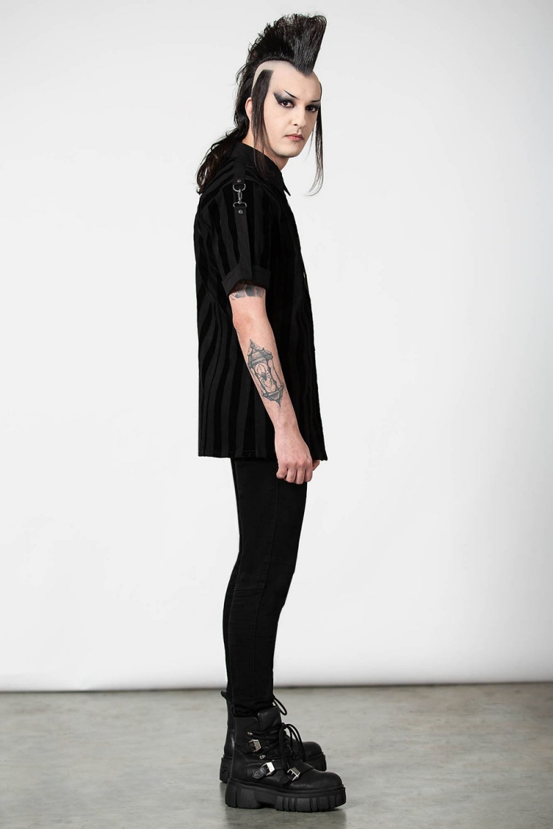 Killstar Wastelands Button-Up Shirt Negros | 98426-PBRU