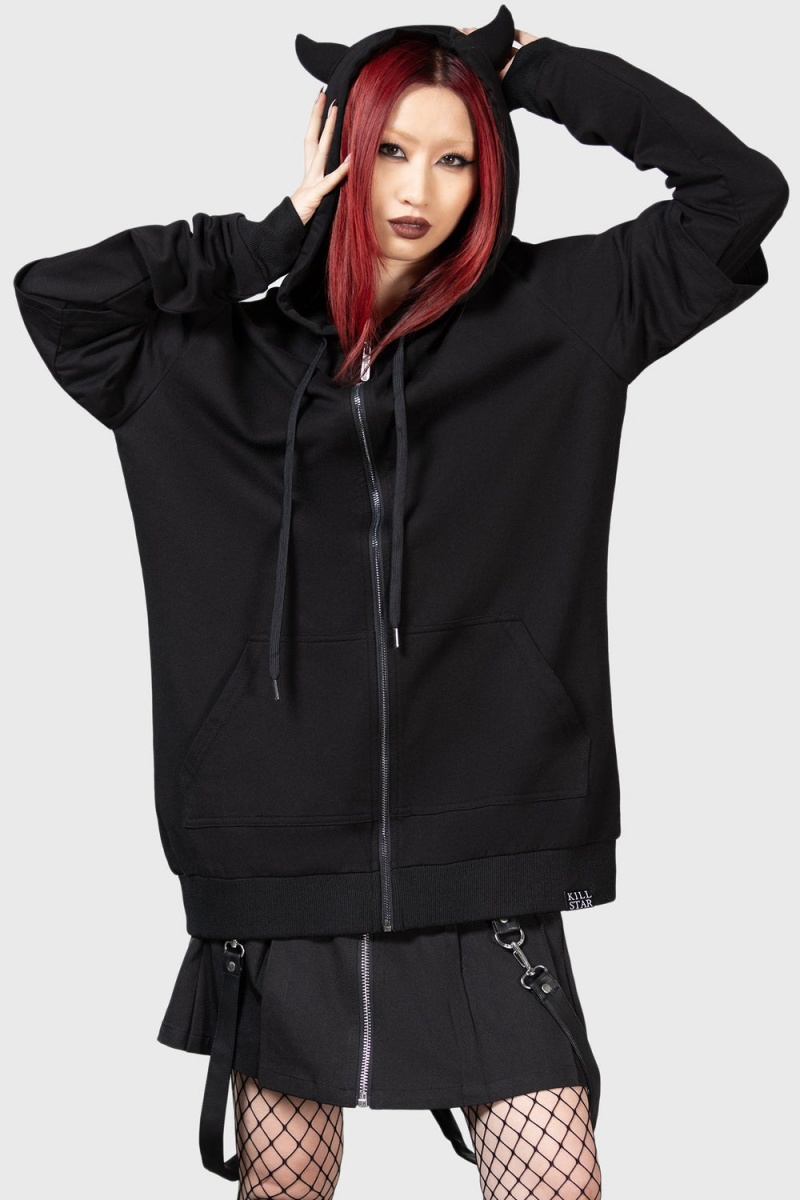 Killstar Watch The Skies Hoodie Negros | 37065-DKFA