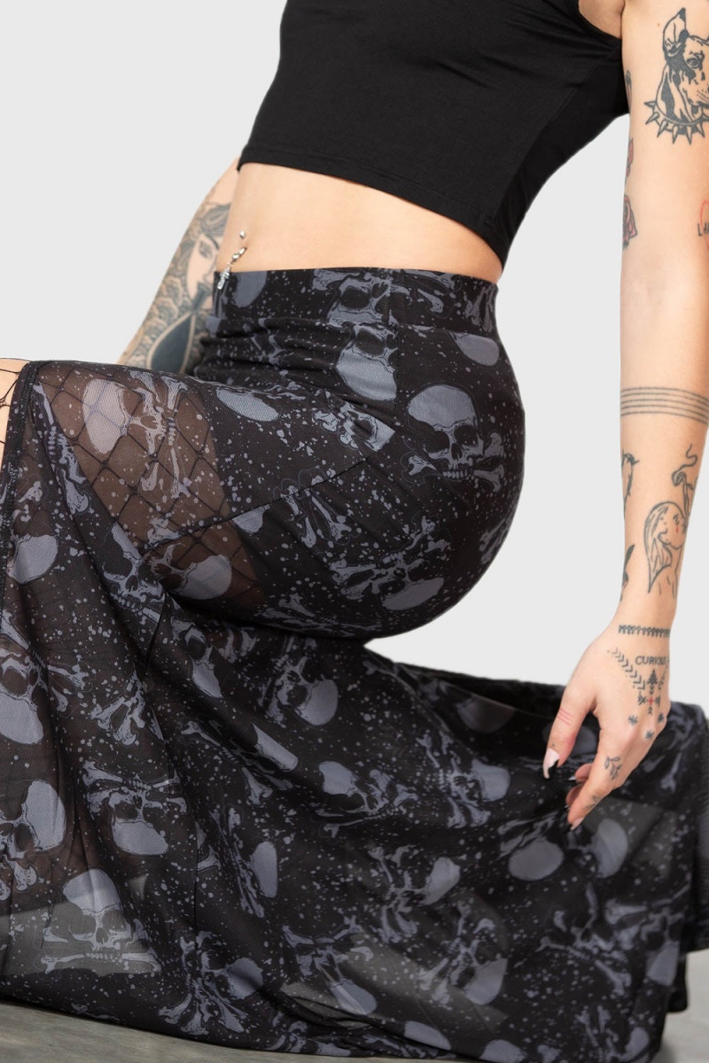 Killstar Waxwork Maxi Skirt Negros | 42708-BYIL