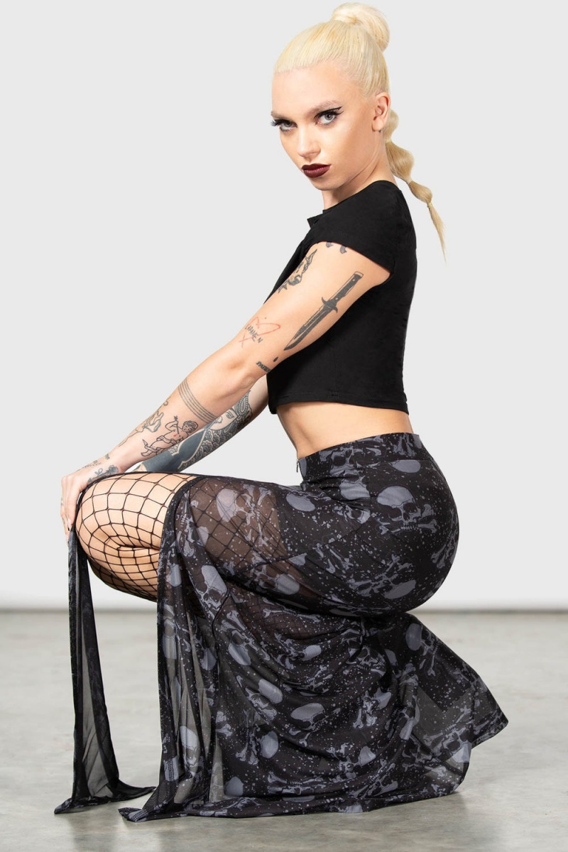 Killstar Waxwork Maxi Skirt Negros | 42708-BYIL