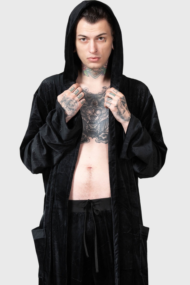 Killstar Webbed Robe Negros | 02549-EAHV