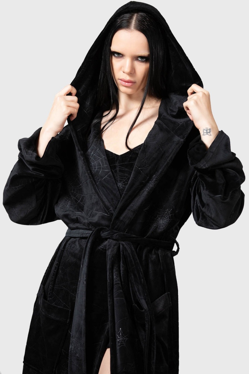 Killstar Webbed Robe Negros | 02549-EAHV