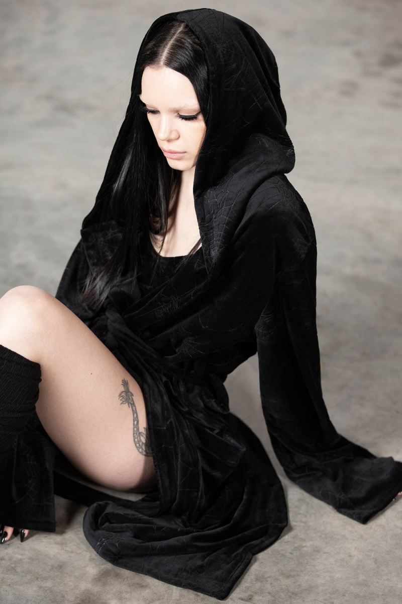 Killstar Webbed Robe Negros | 35029-FBUW