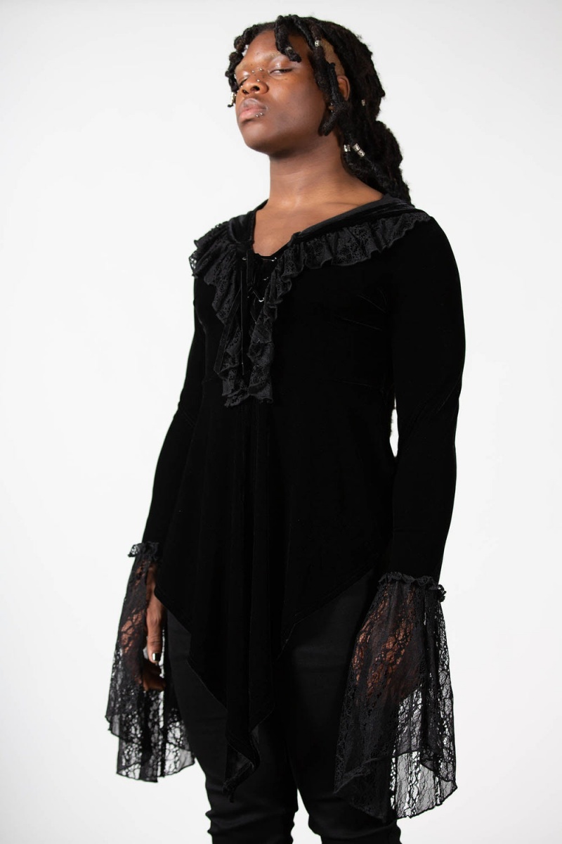 Killstar Weira Encapuchado Top Negros | 09863-LKSO