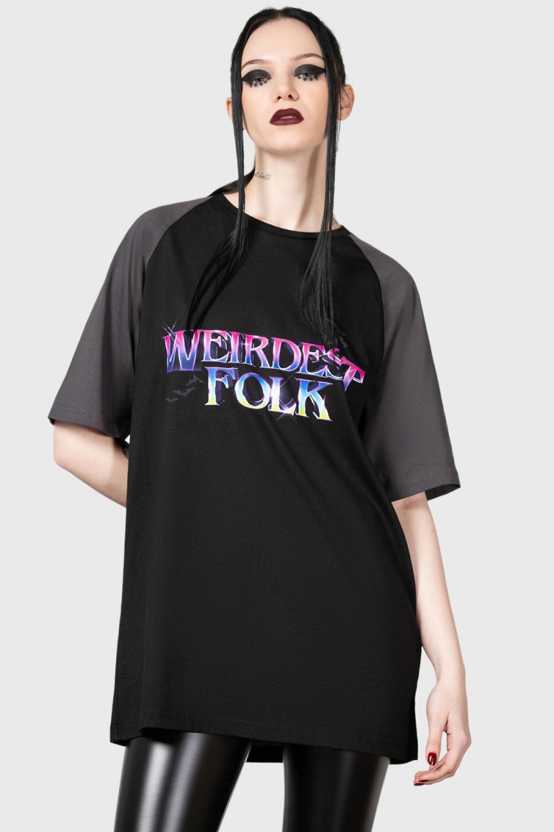 Killstar Weirdest Ones T-Shirt Negros | 21064-AJQV